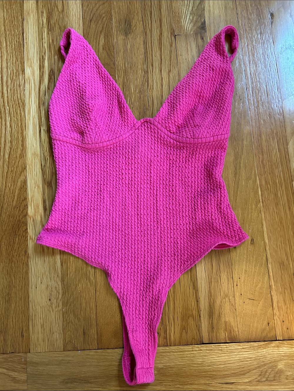 Hot Pink Textured Bodysuit